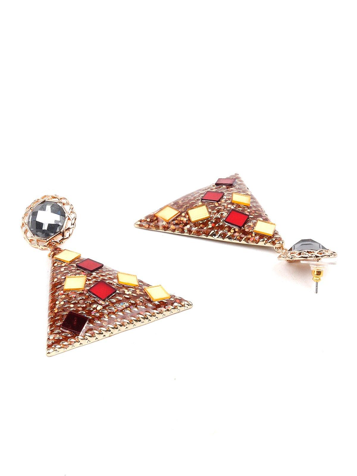 Women's Trilateral Studded Stone Drop Earring