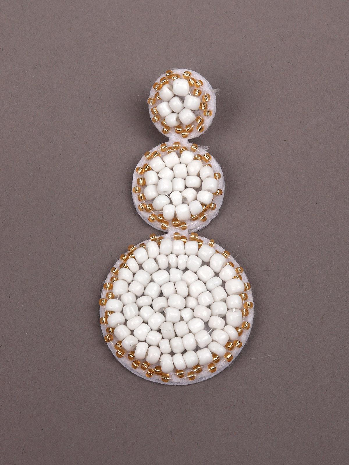 Women's Triple Rouned White Beaded Earring