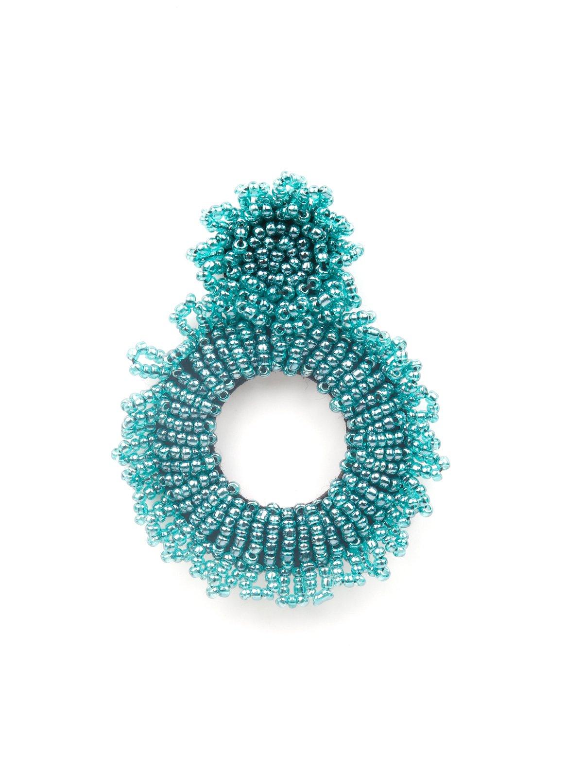 Women's Turquoise Blue Fully Beaded Hoop Earring