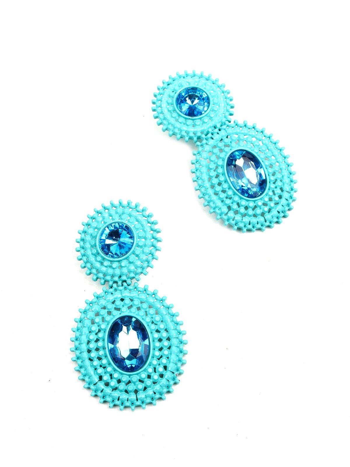 Women's Turquoise Green Crystal-Embellished Earring