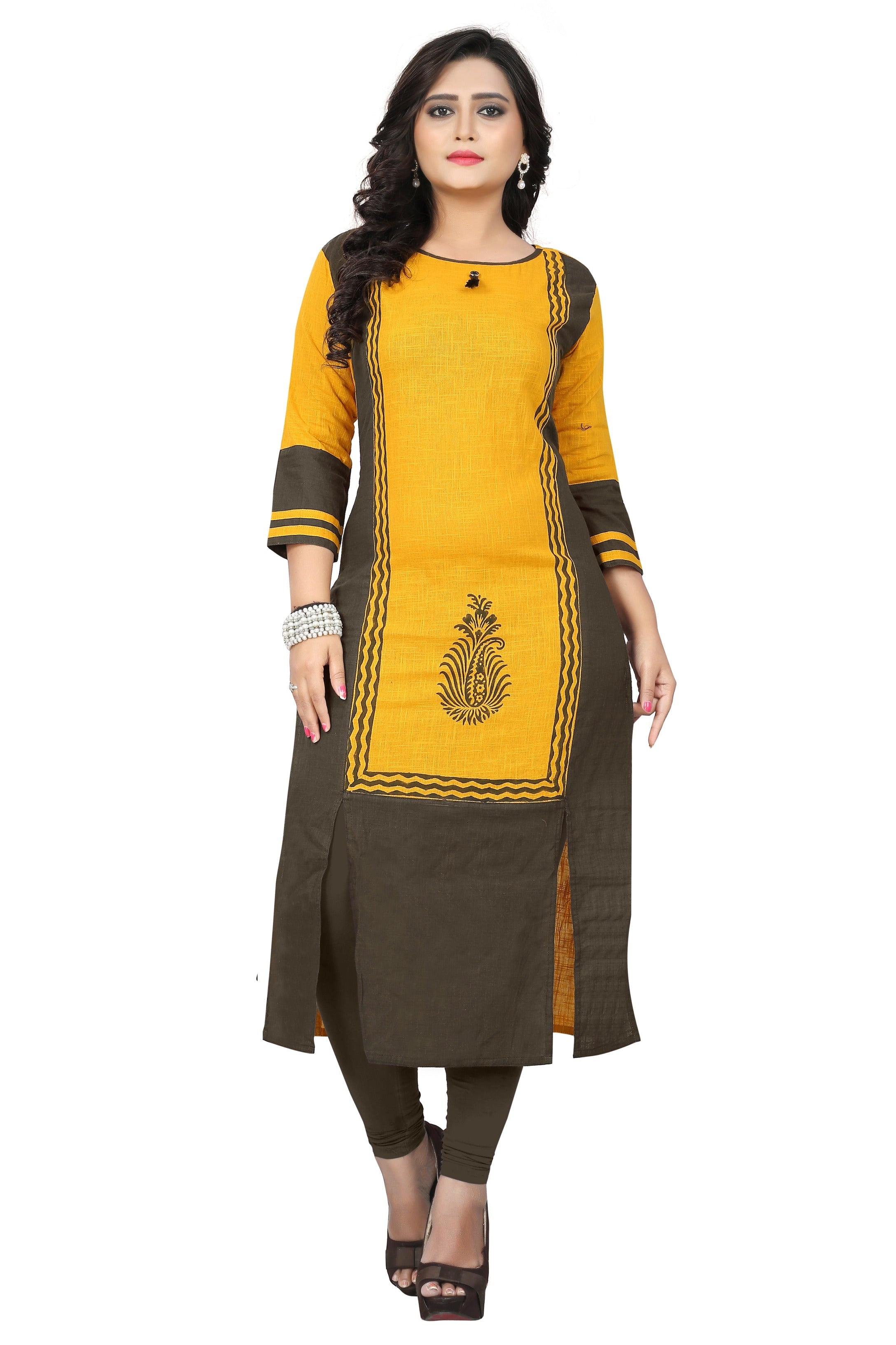 Women's Yellow Cotton Kurta