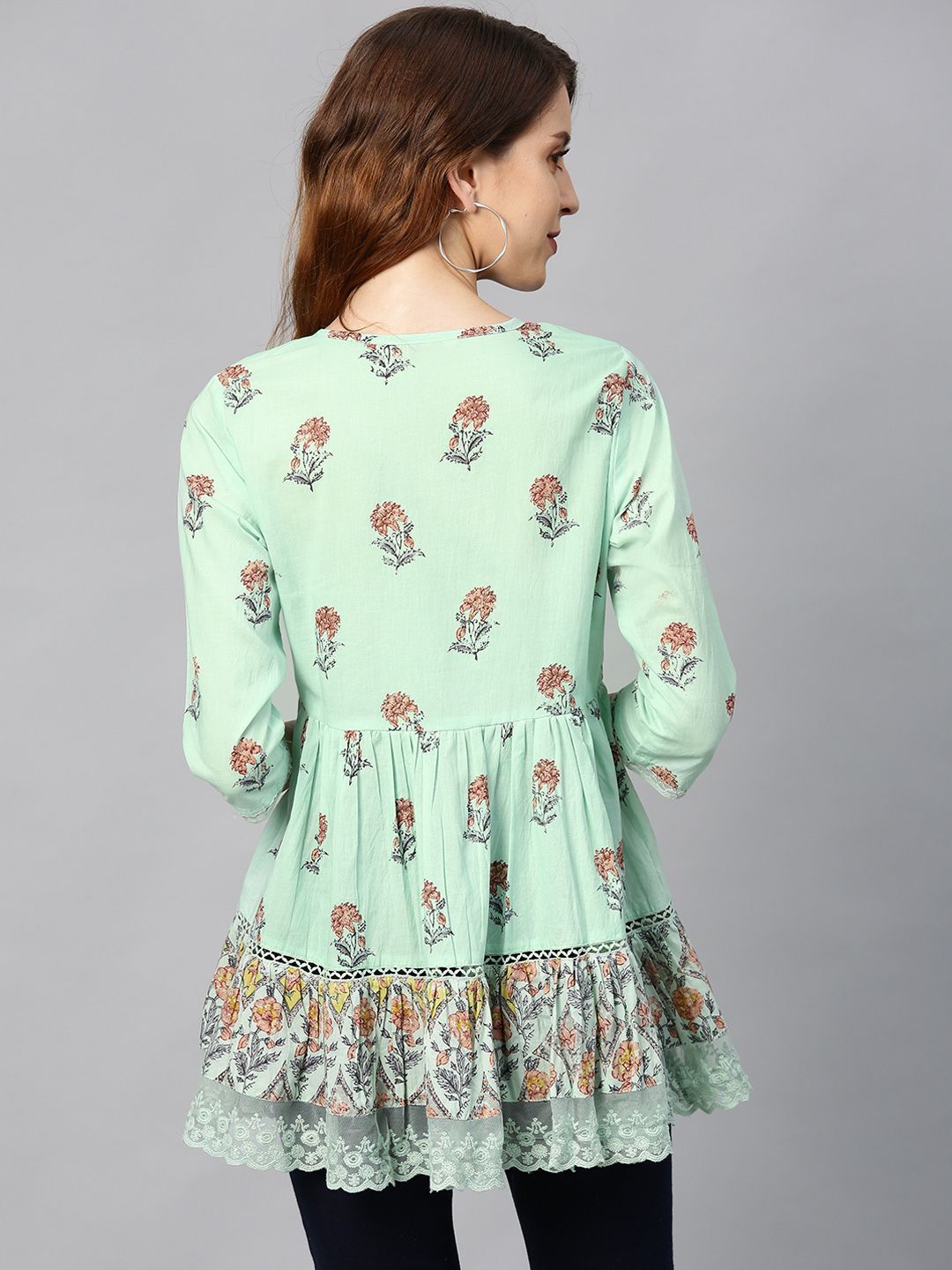 Women's Cambric Embroidered Tiered Top