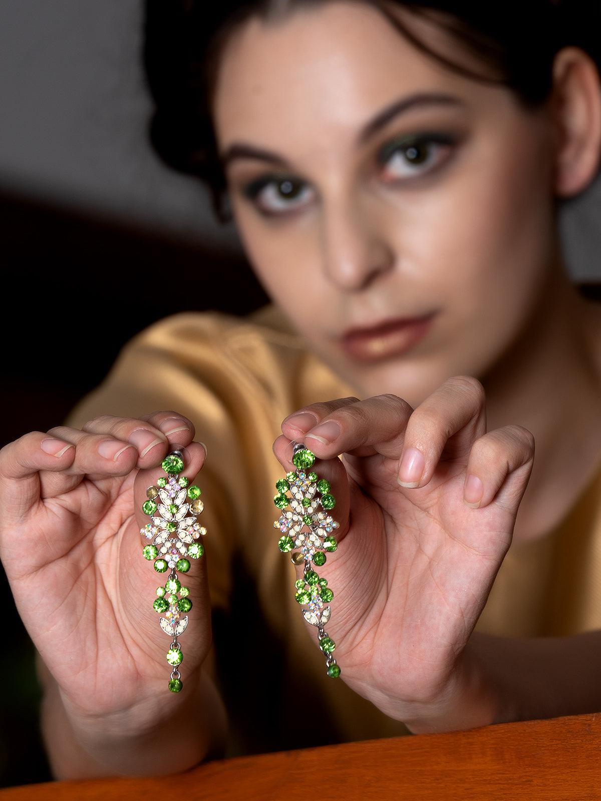 Women's Unique Green Dangle Earring