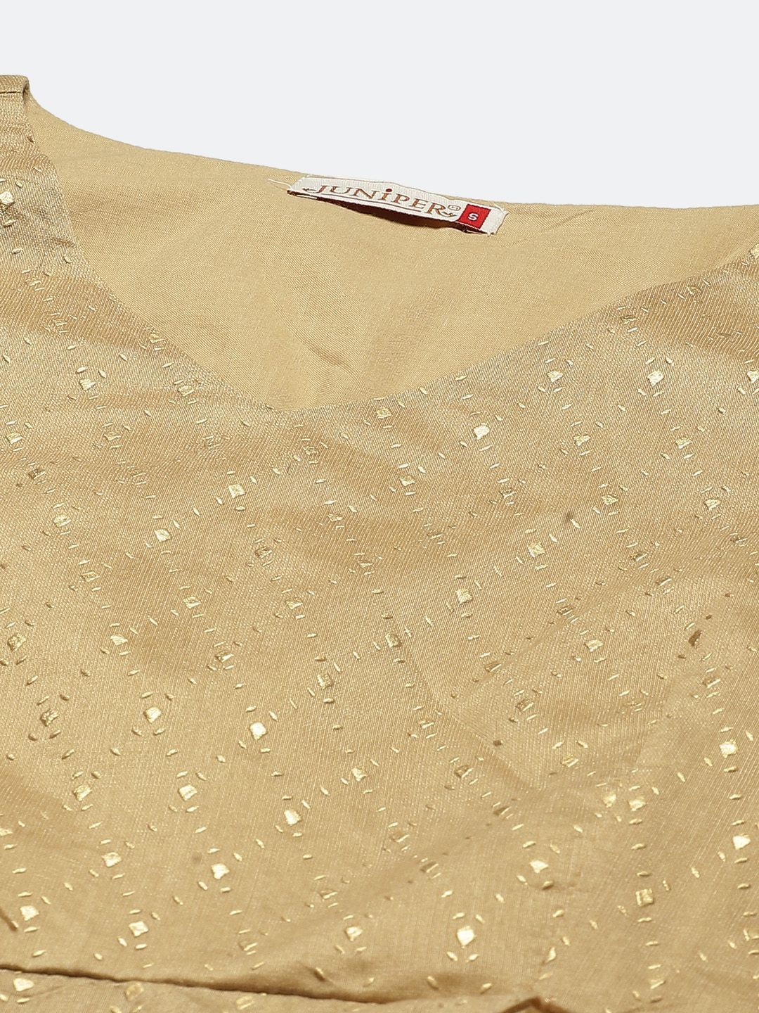 Women's Gold Chanderi Silk Emboss Print Peplum Blouse - Final Clearance Sale