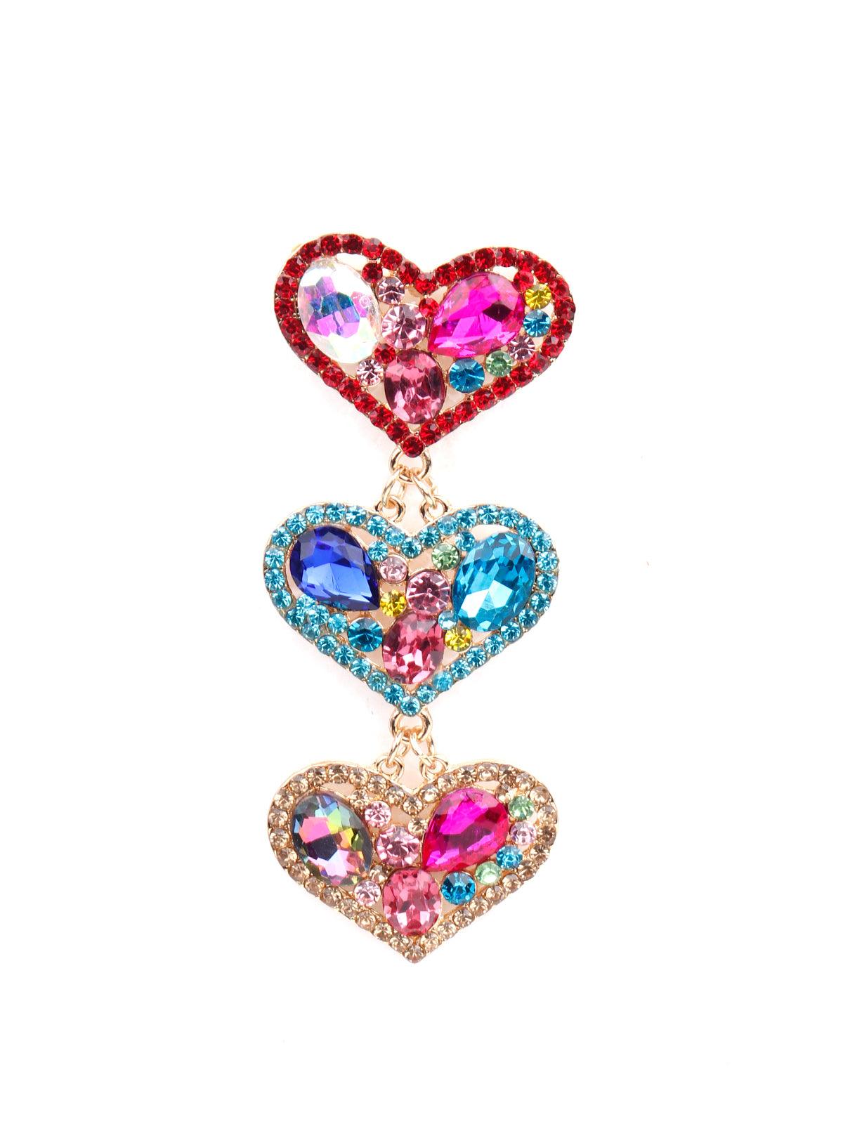 Women's Vibrant Gorgeous Multicoloured Heart-Shaped Earring