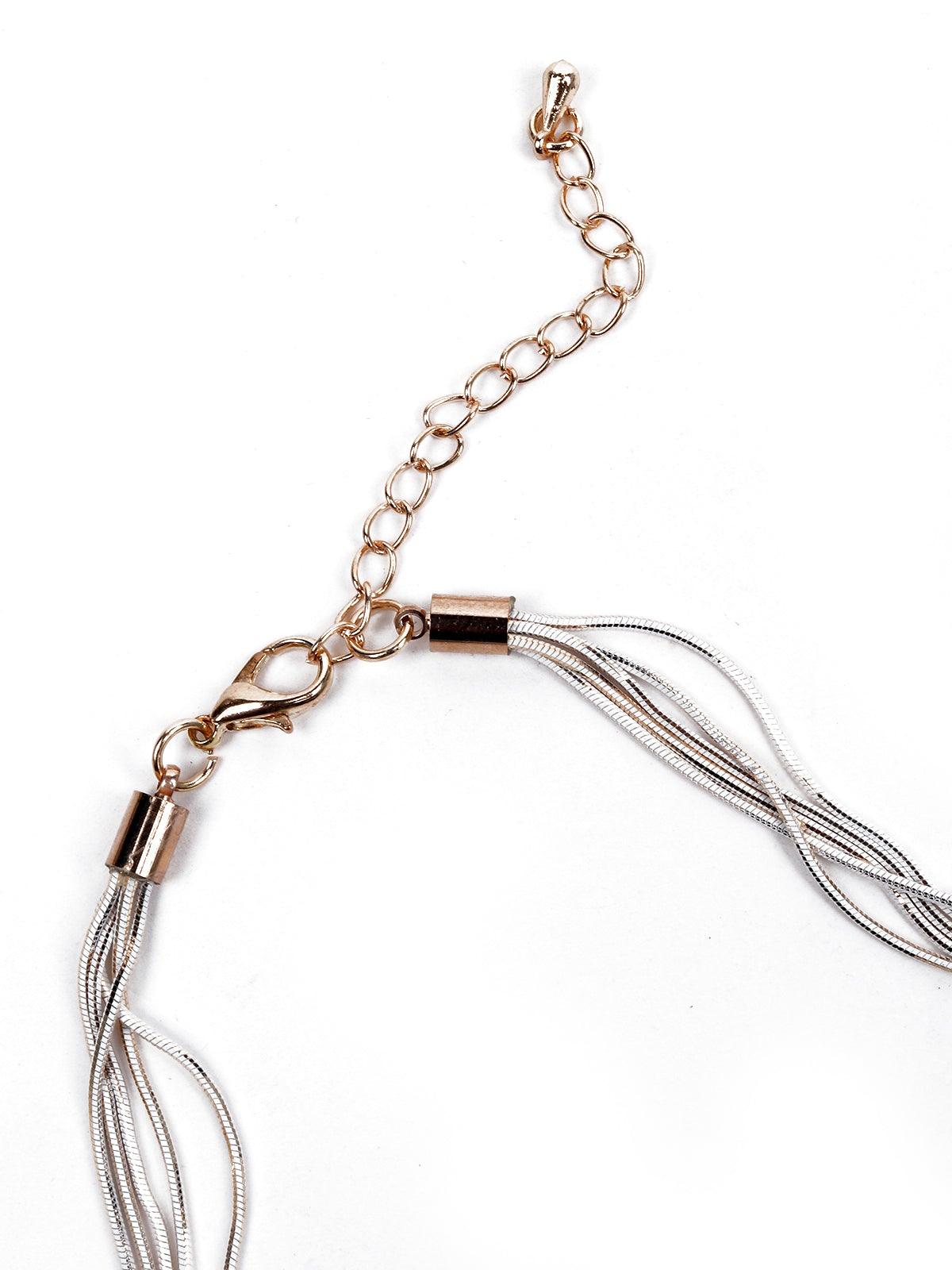Women's Whimsical Blue Beaded Metallic Necklac