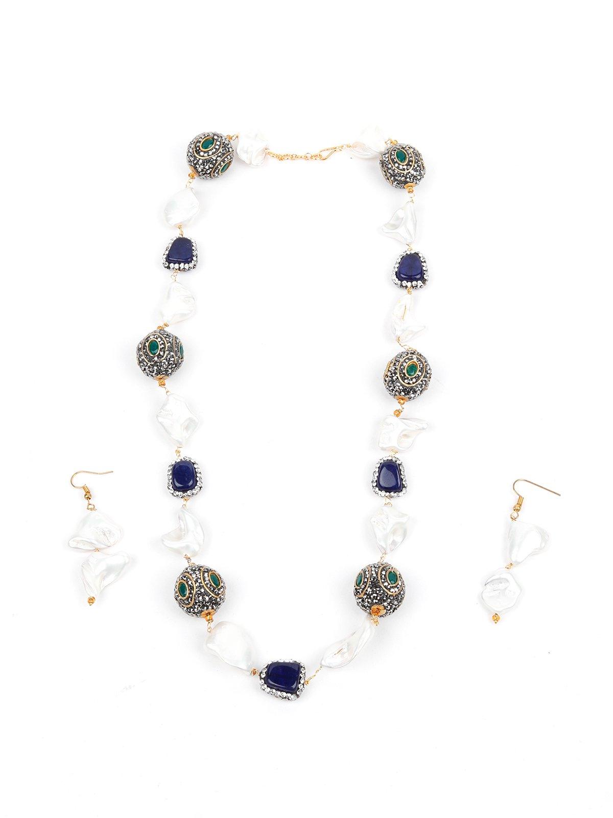Women's White And Blue Stone Necklace Se