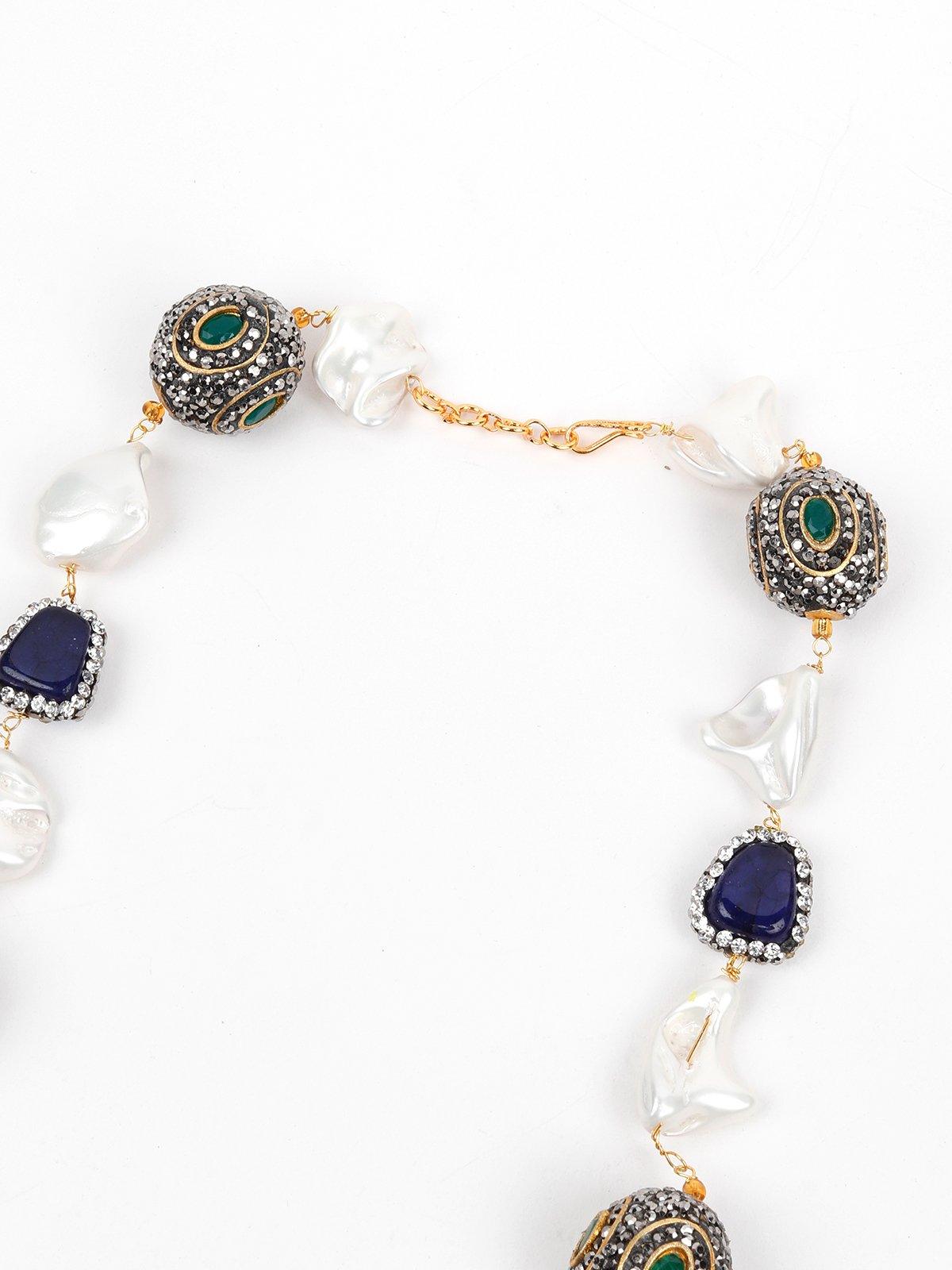 Women's White And Blue Stone Necklace Se