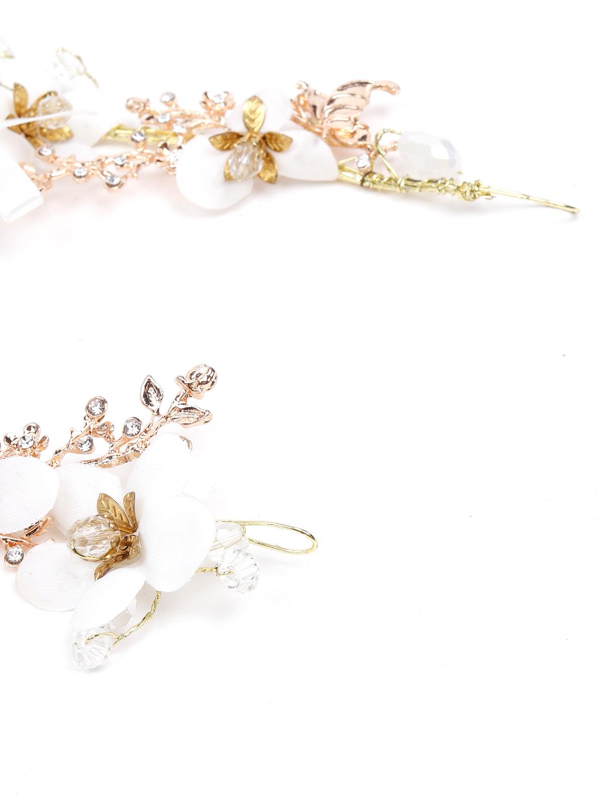 Women's White And Gold Beautiful Floral Bracele
