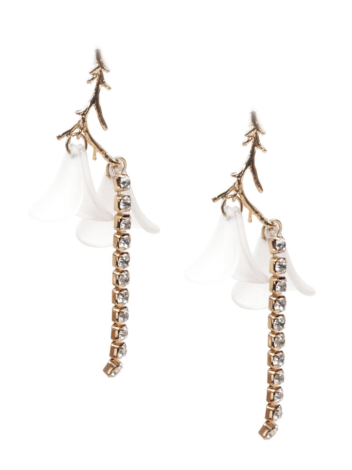 Women's White And Gold Dangle Earring