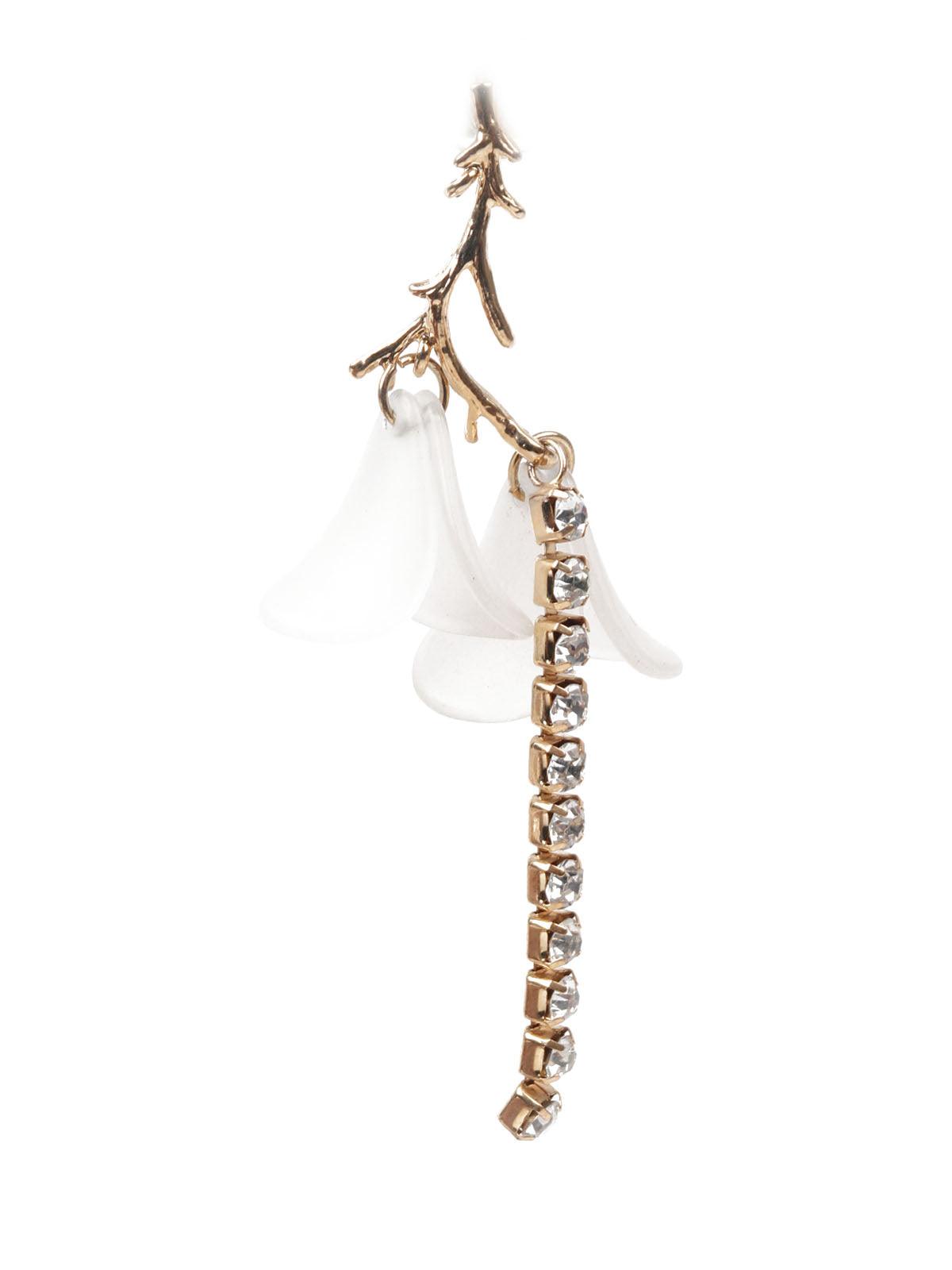 Women's White And Gold Dangle Earring