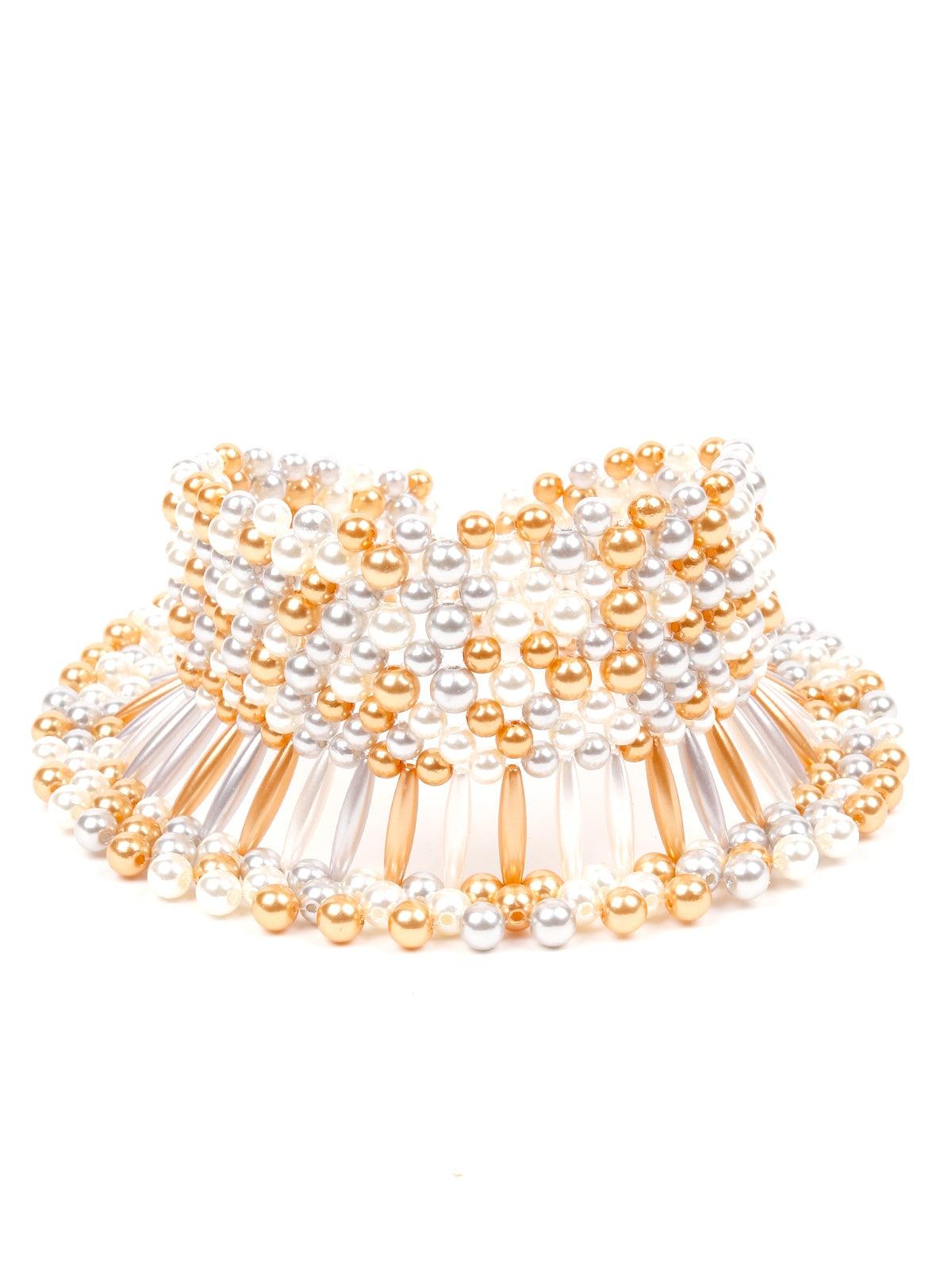 Women's White And Gold Queen'S Necklac