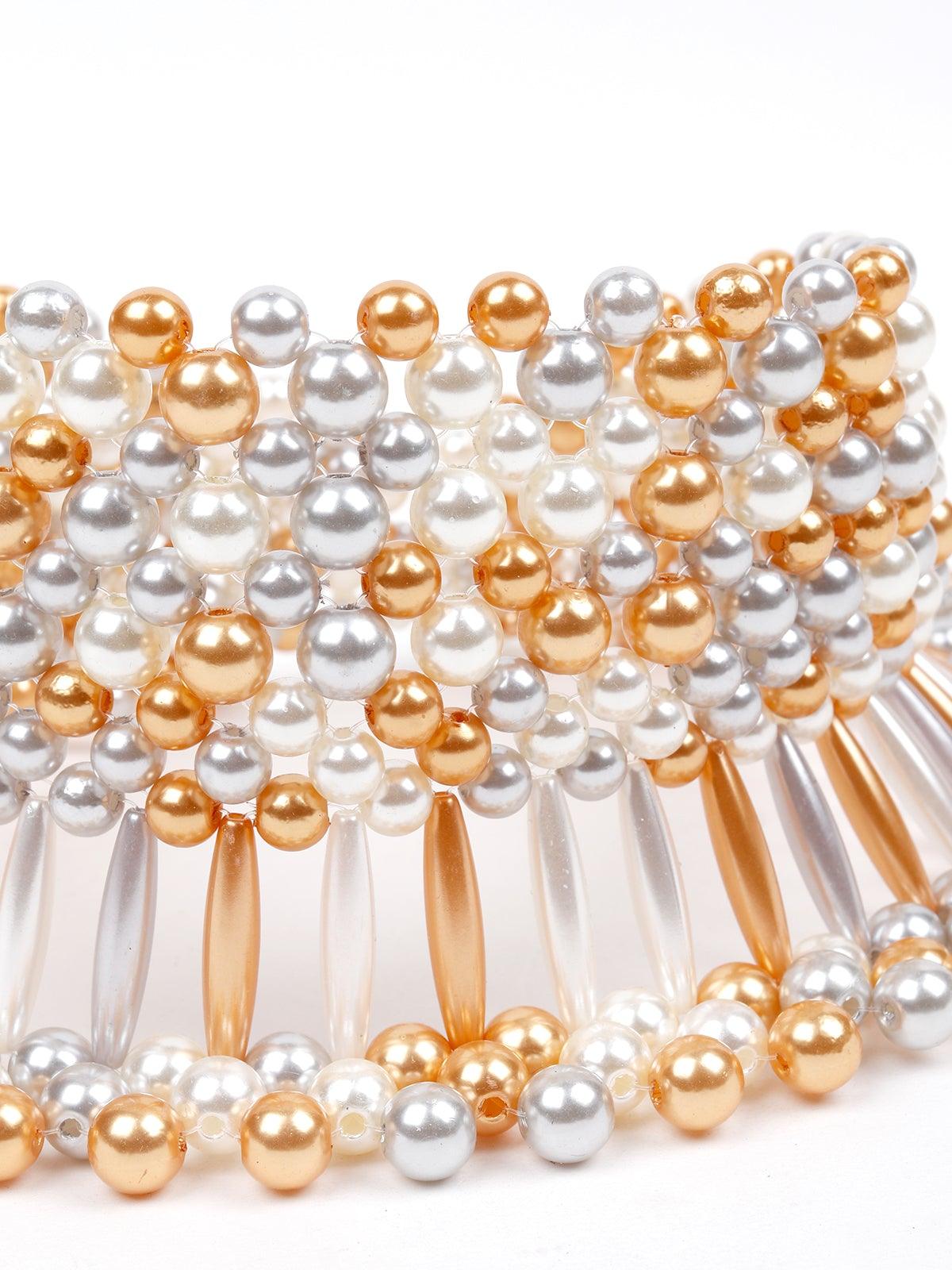 Women's White And Gold Queen'S Necklac