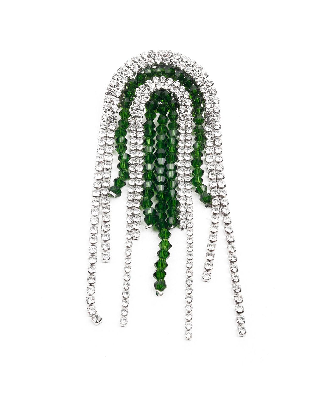 Women's White And Green Dangler Earring