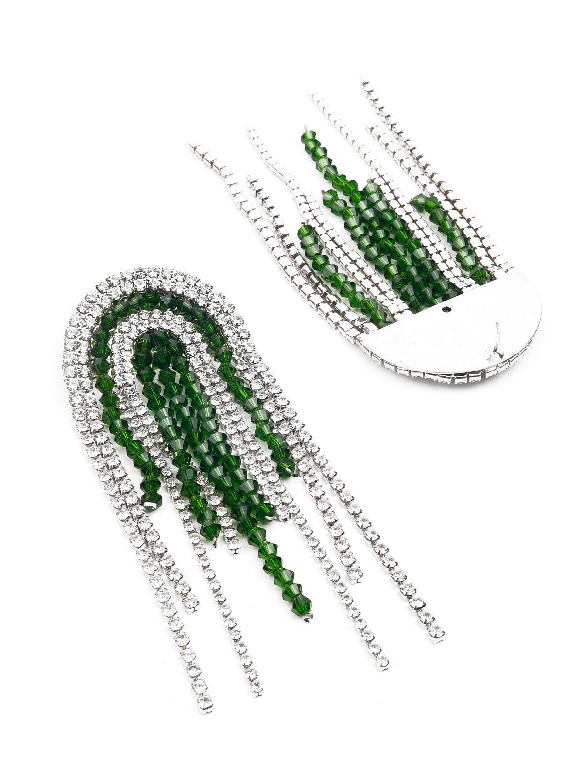 Women's White And Green Dangler Earring