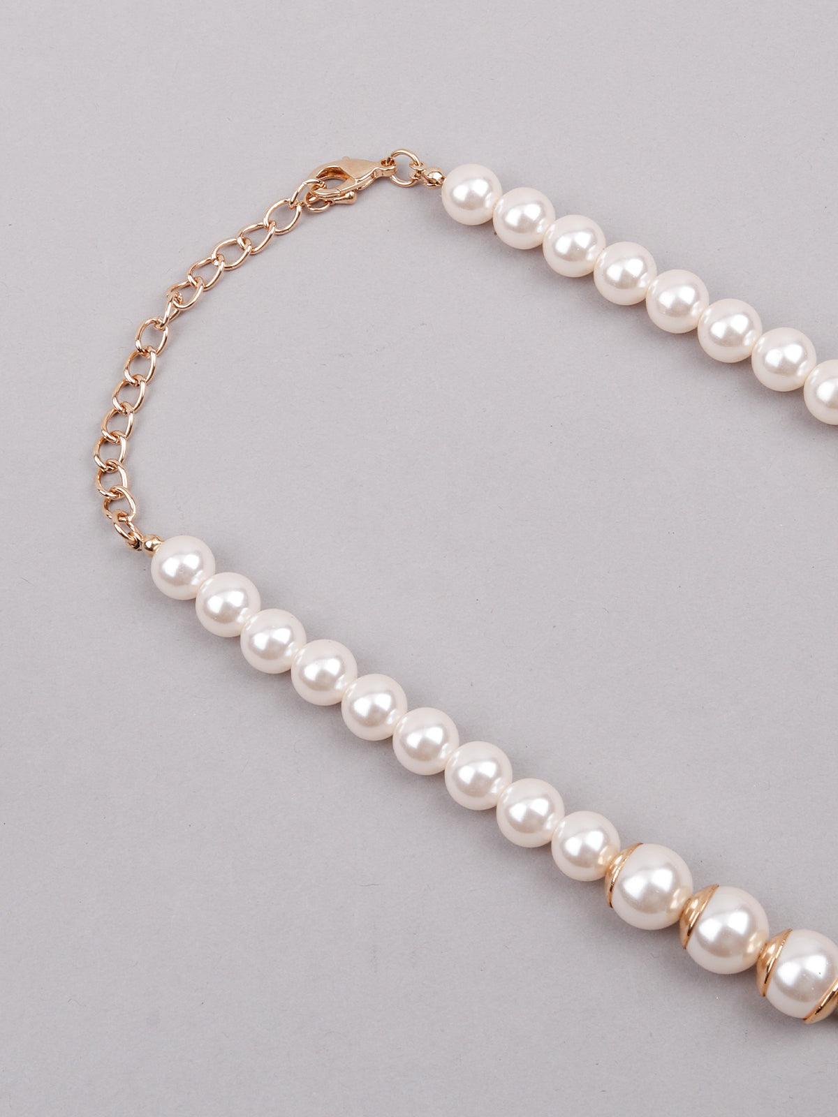 Women's White And Grey Necklac