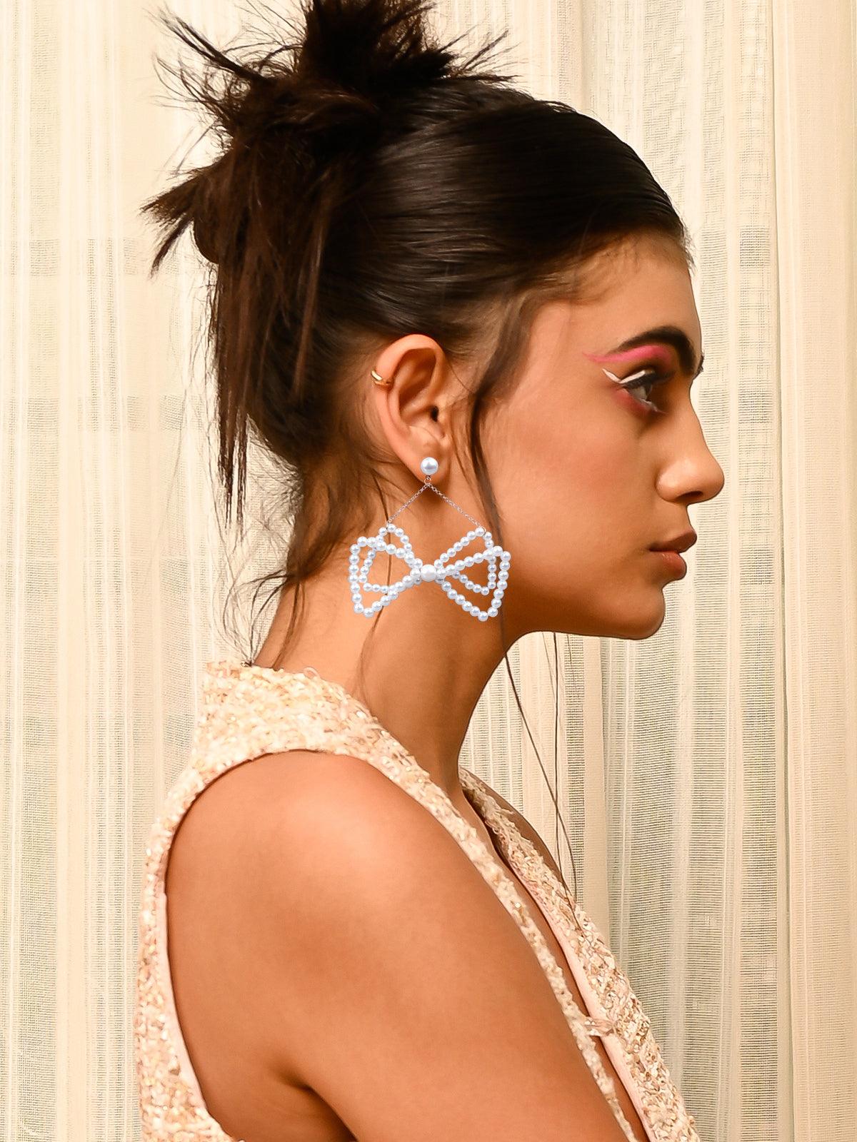Women's White Artifical Pearl Statement Earring