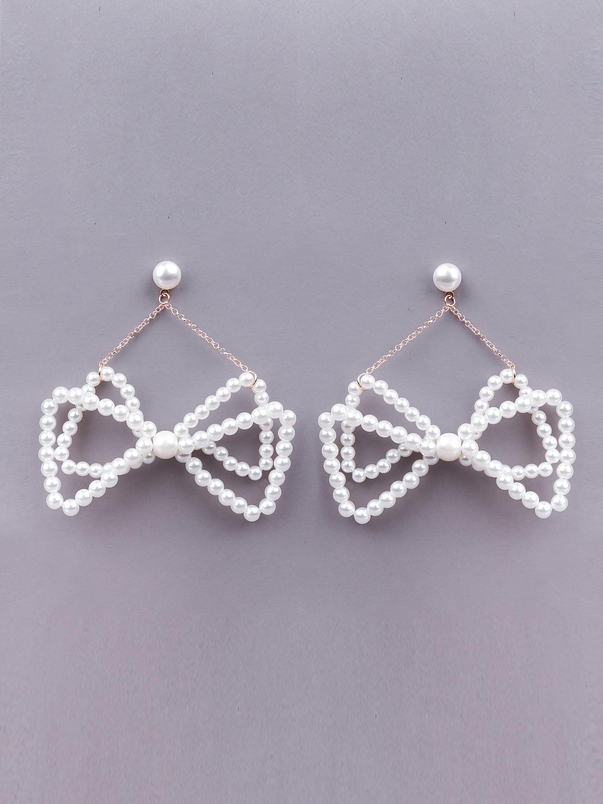 Women's White Artifical Pearl Statement Earring