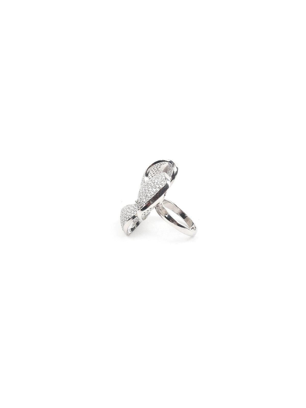 Women's White Austrian Diamond Studded Rin