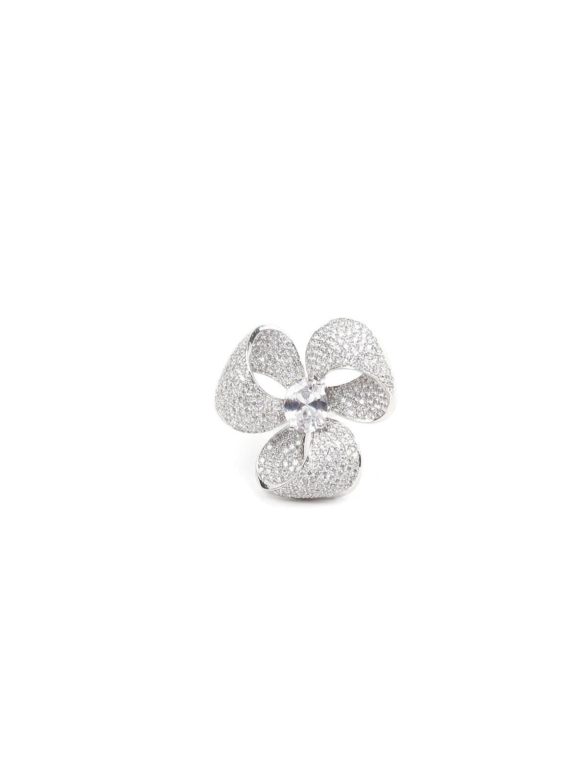 Women's White Austrian Diamond Studded Rin