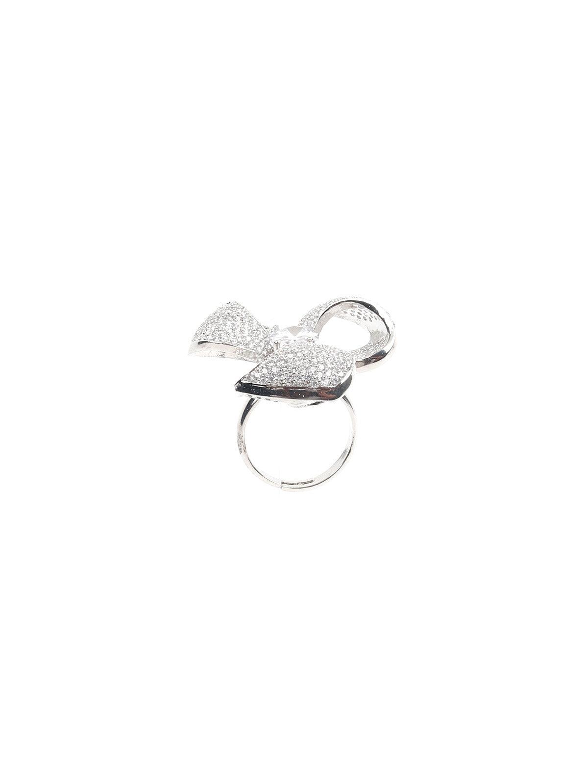 Women's White Austrian Diamond Studded Rin
