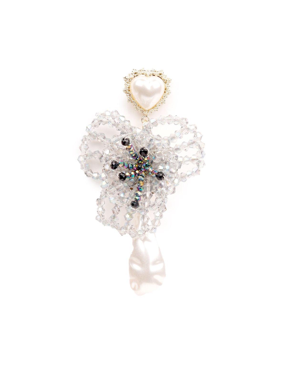 Women's White Beaded Statement Earring