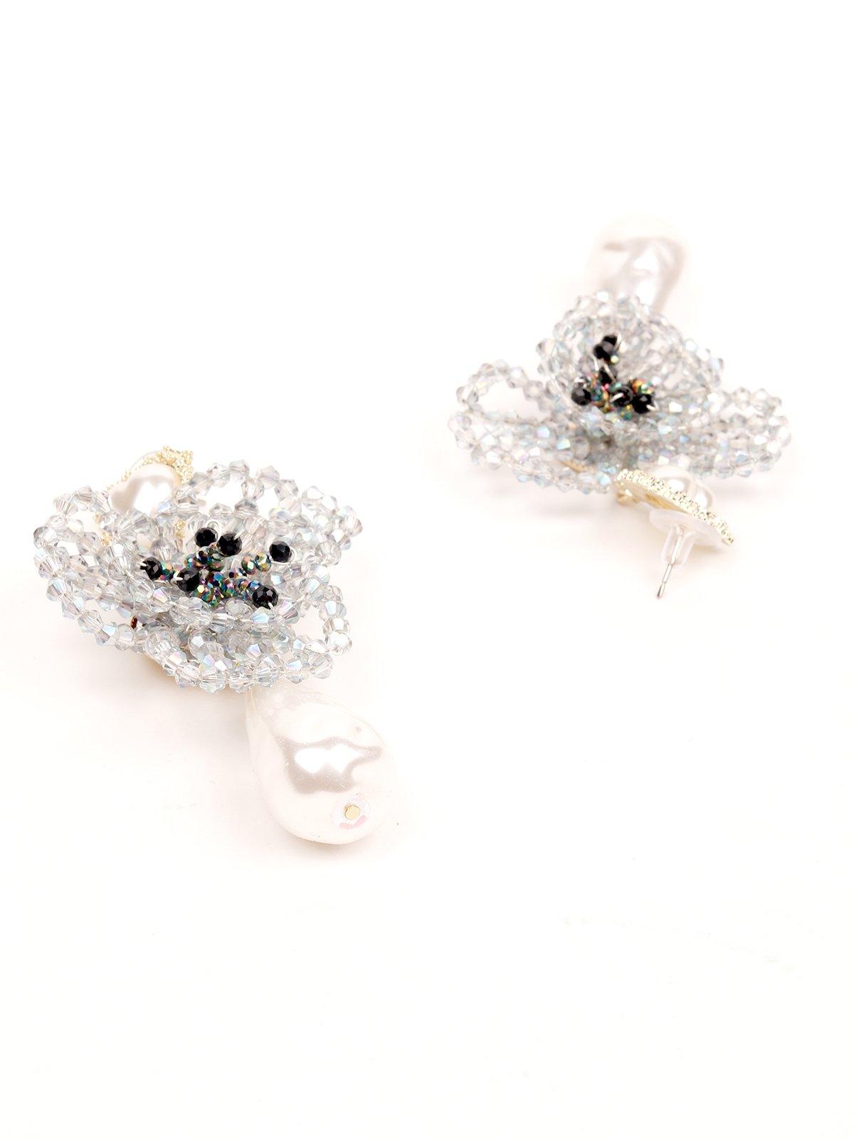 Women's White Beaded Statement Earring