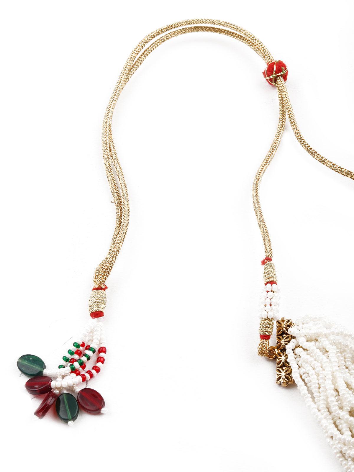 Women's White Beaded Studd Necklace Se