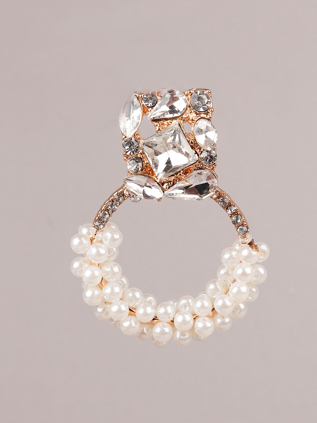 Women's White Faux Pearl Dangle Earrin