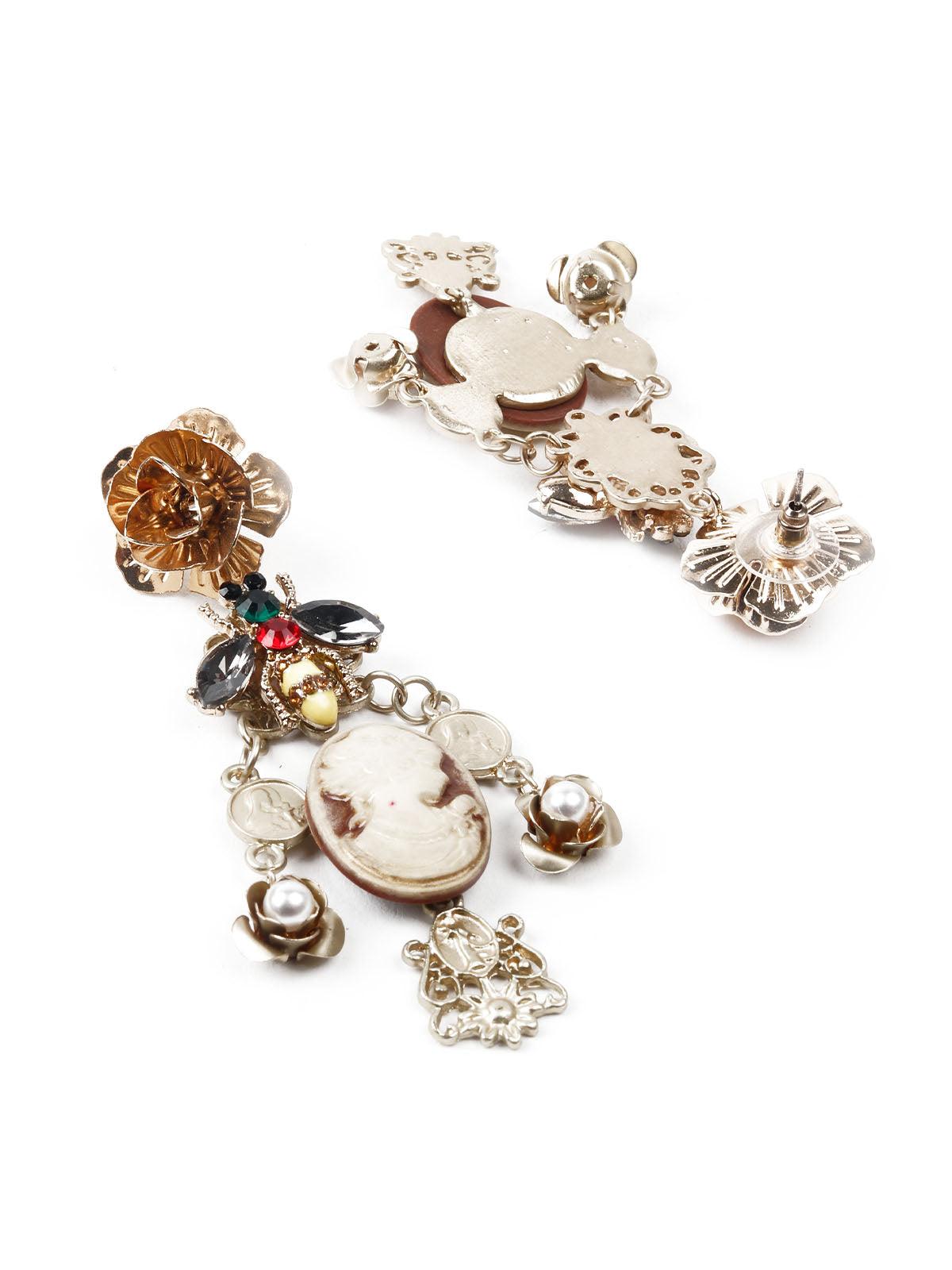 Women's White Faux Pearl Dangler Earrin