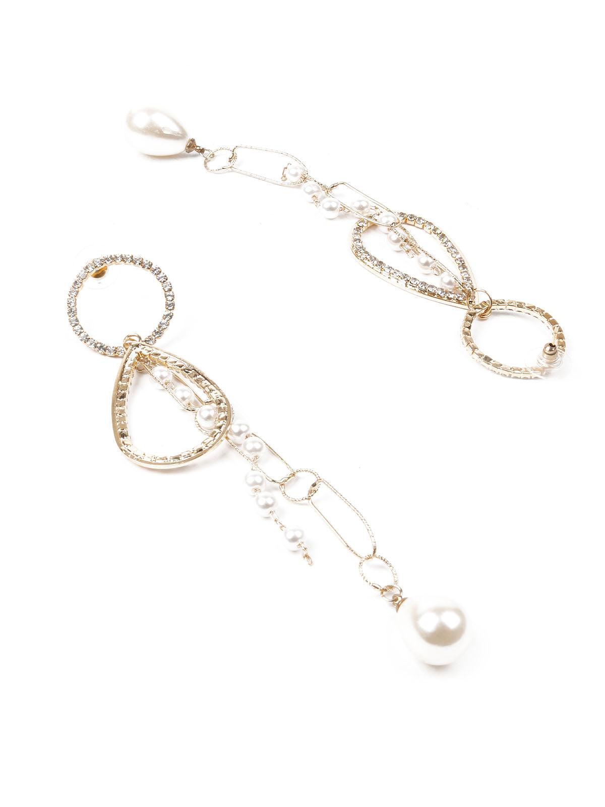 Women's White Faux Pearl Dangler Earrin