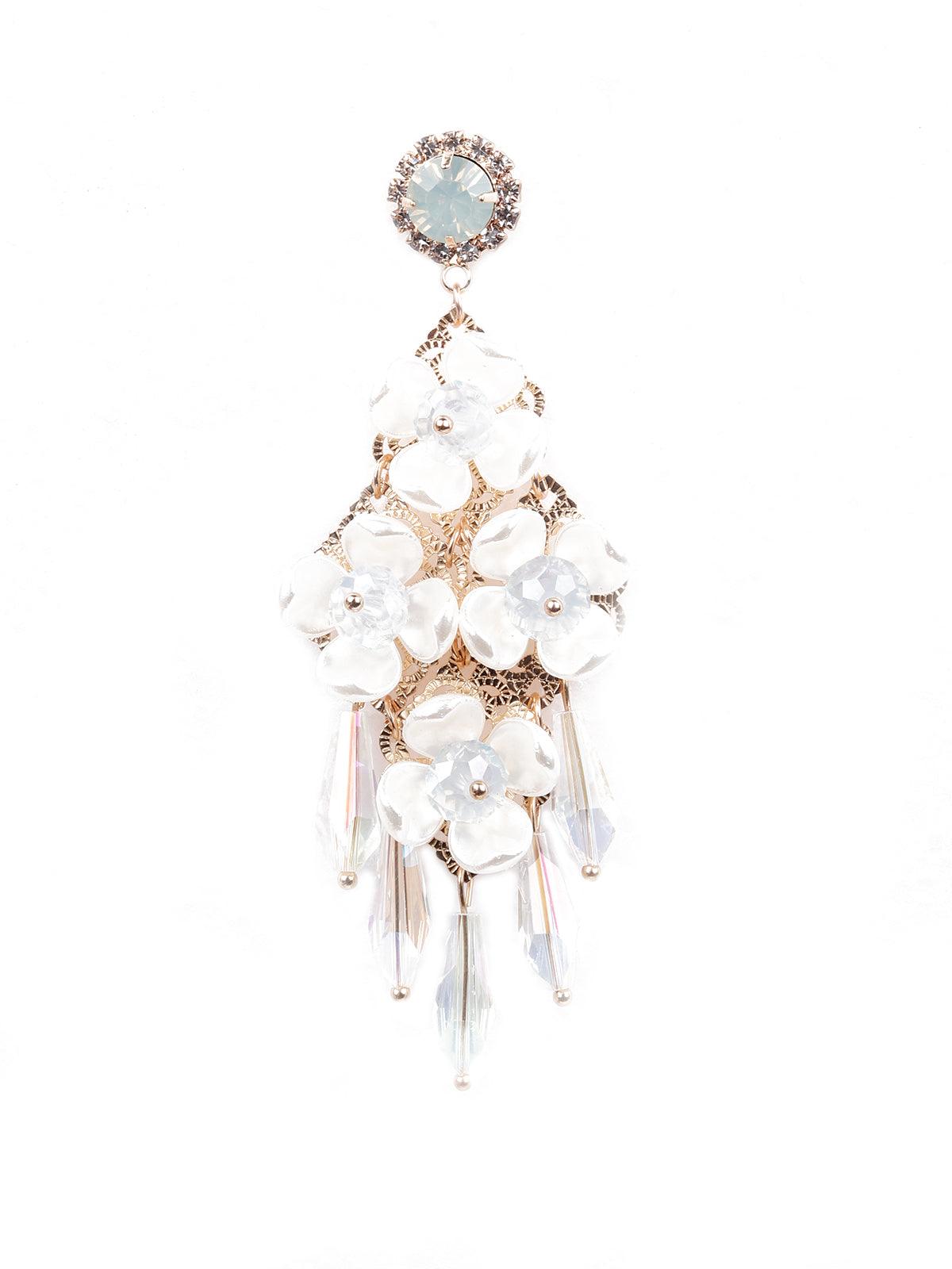 Women's White Floral Chandelier Drop Earring