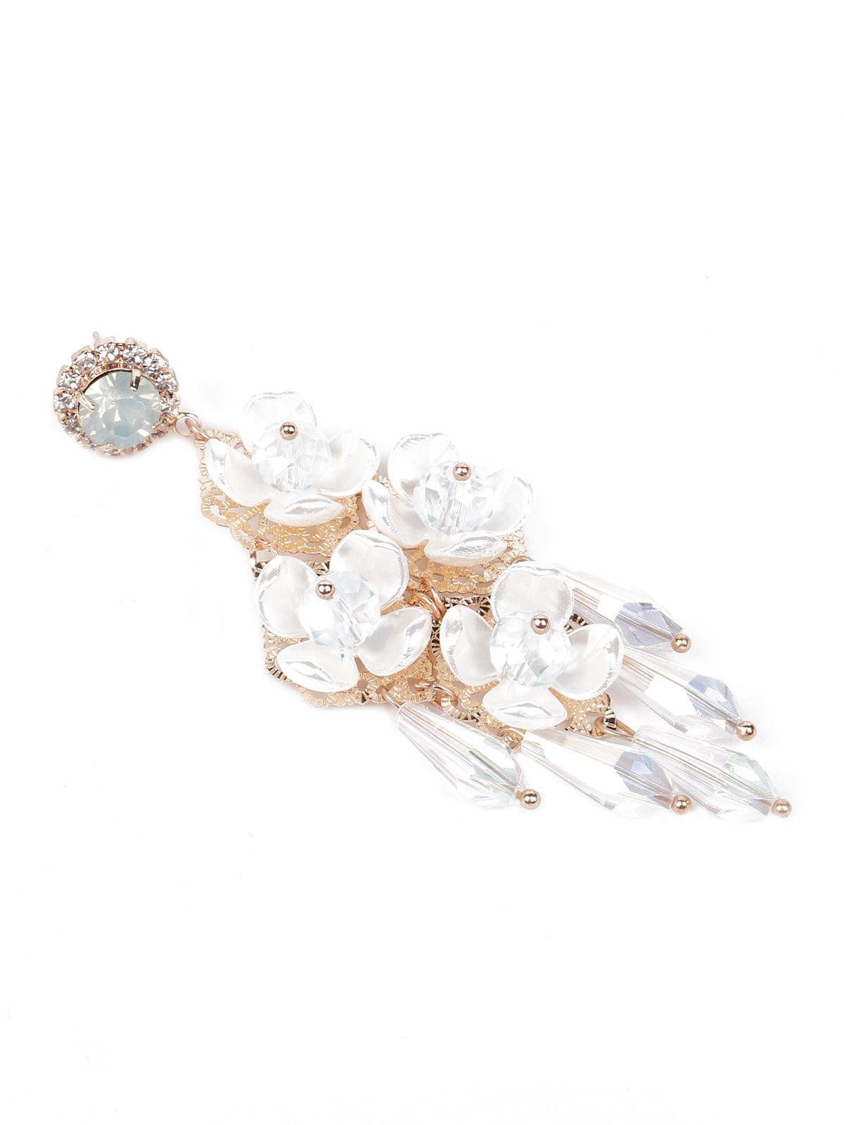 Women's White Floral Chandelier Drop Earring