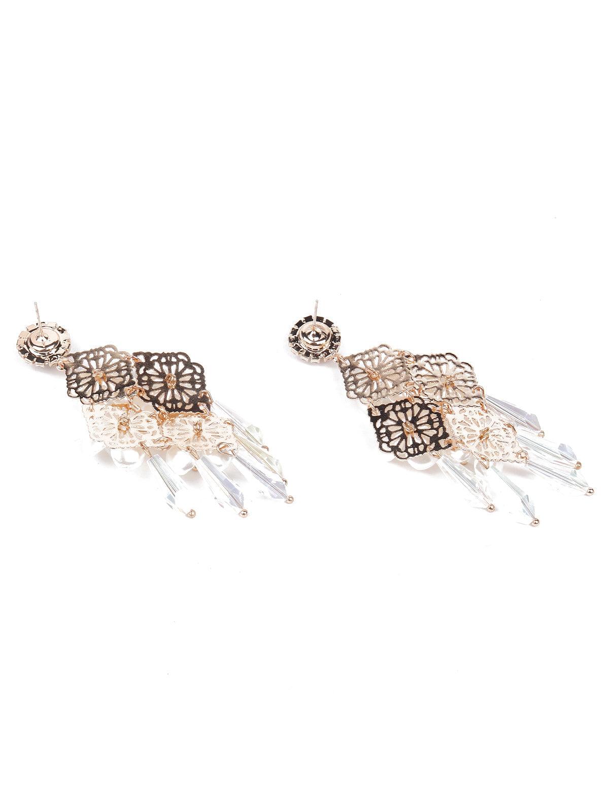 Women's White Floral Chandelier Drop Earring