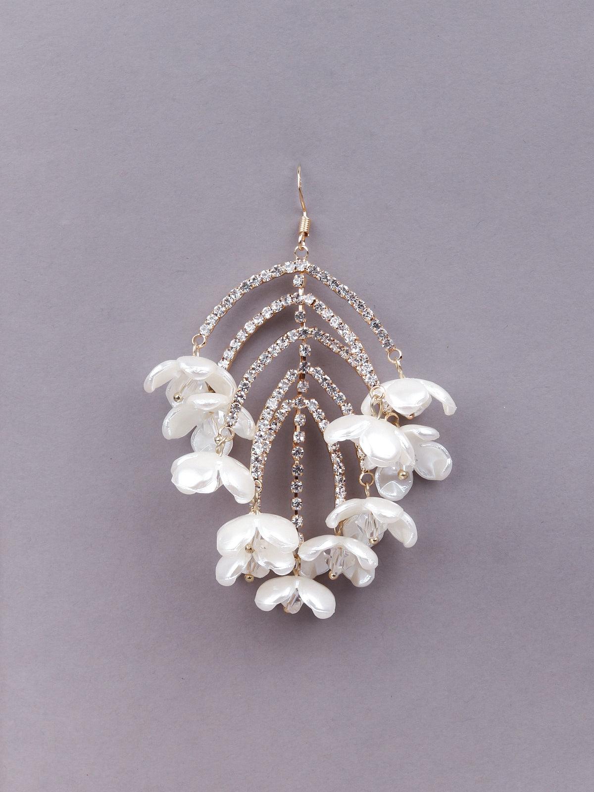 Women's White Floral Statement Earrings