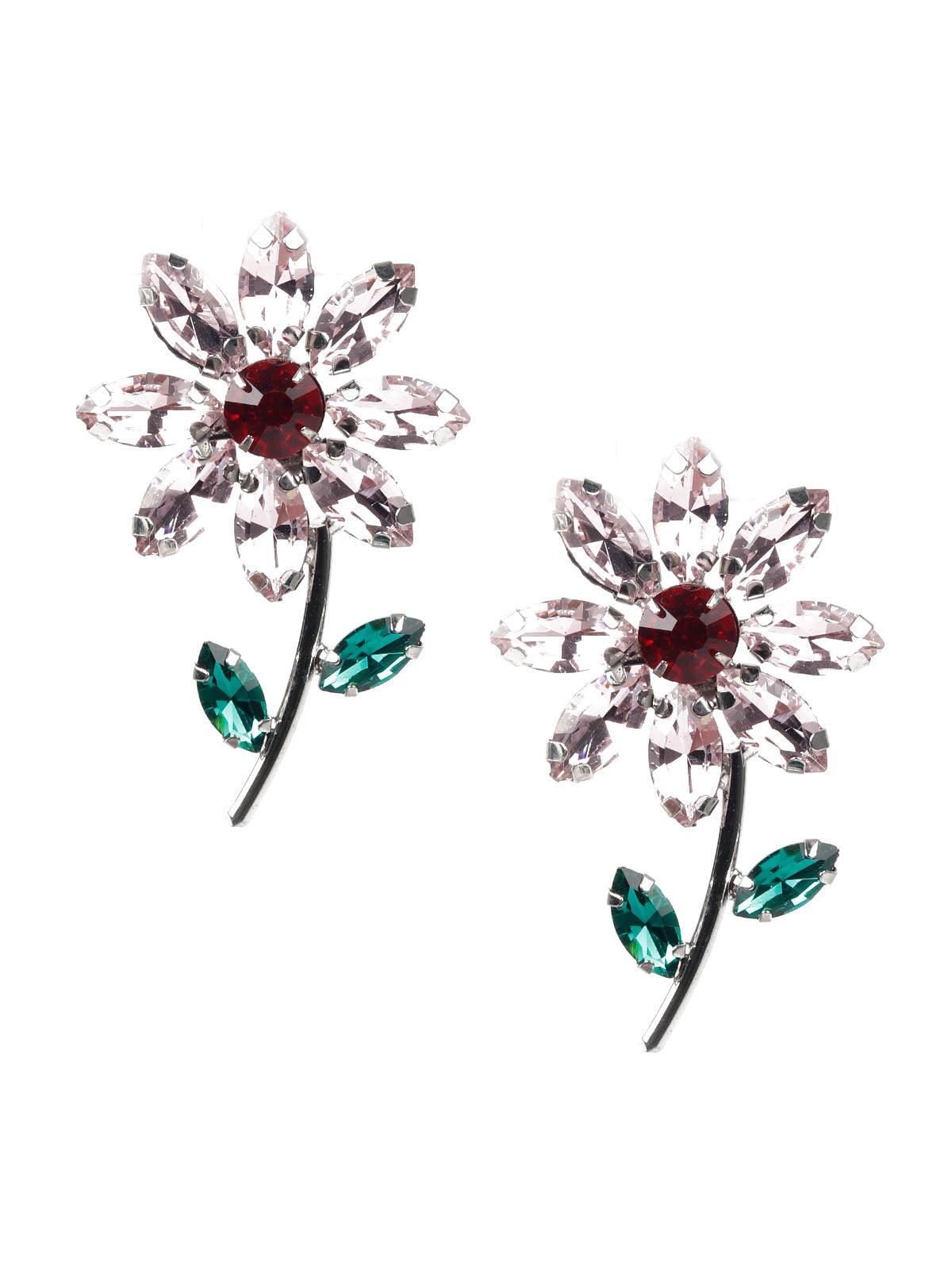 Women's White Floral Stud Earrin