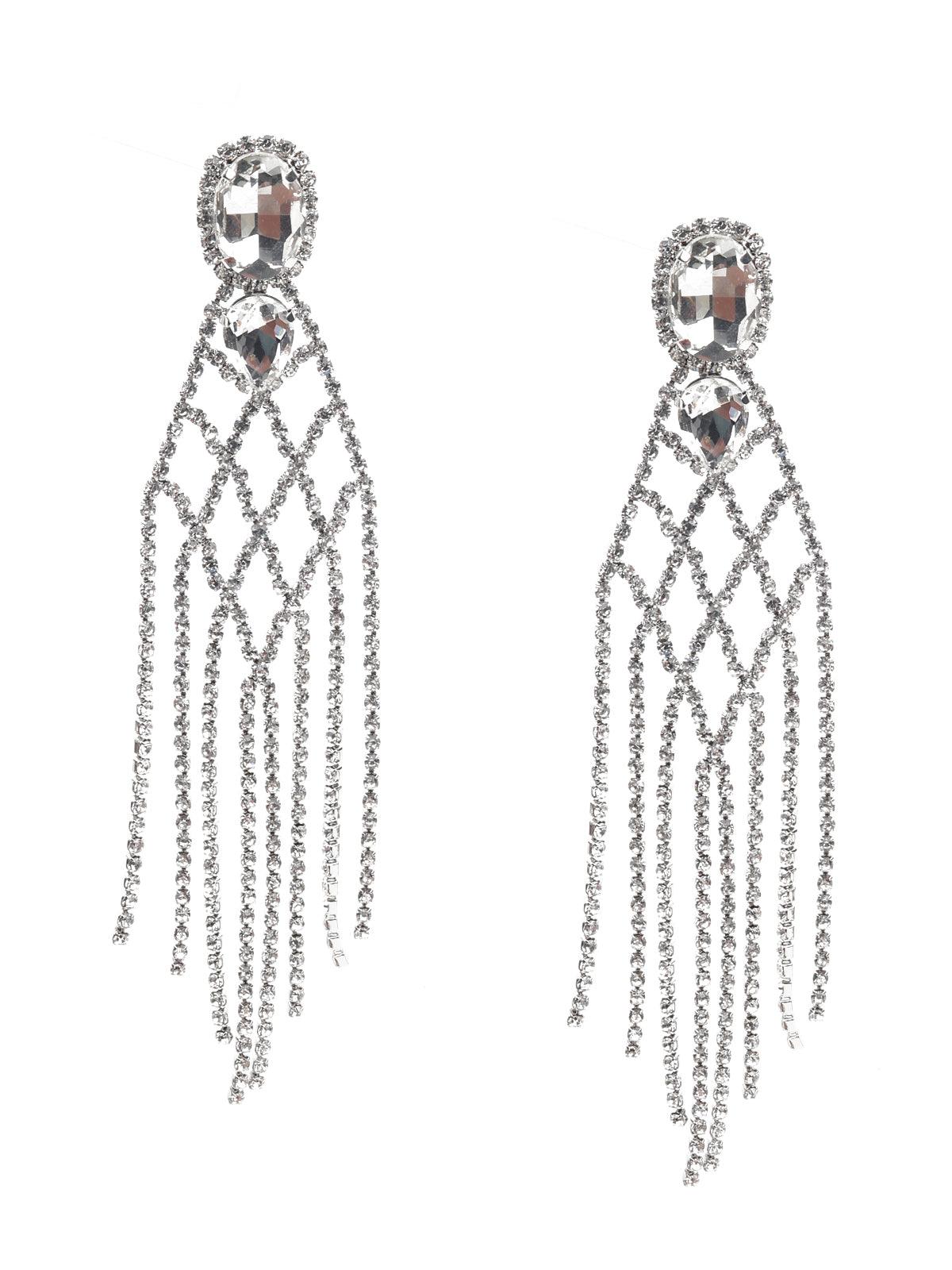 Women's White Interwoven Dangler Earring