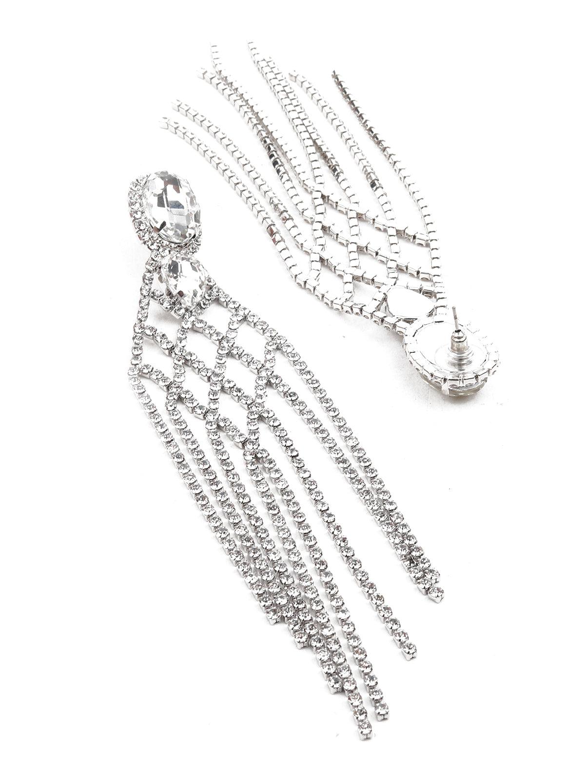 Women's White Interwoven Dangler Earring