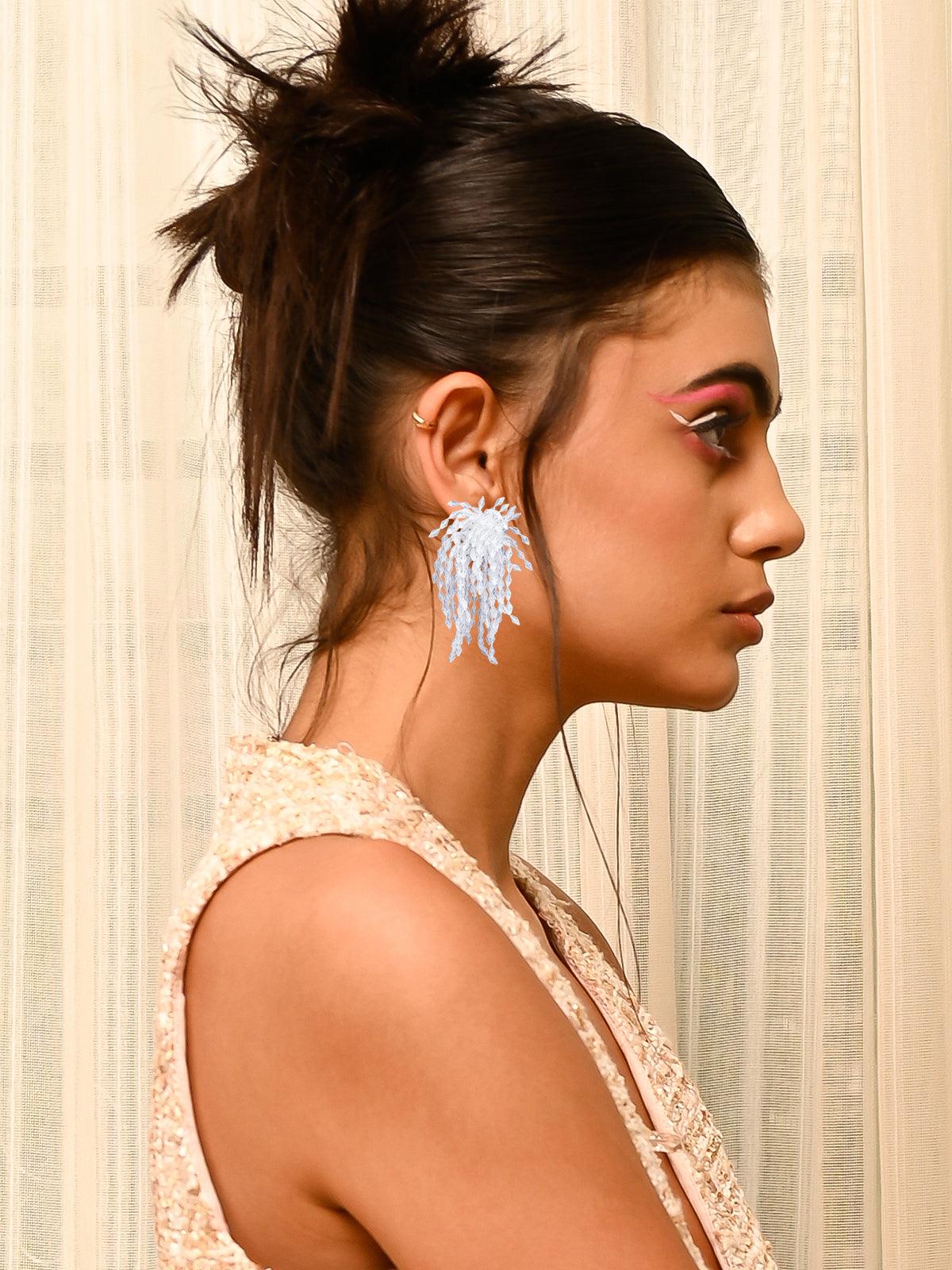 Women's White Overflowing Statement Earring