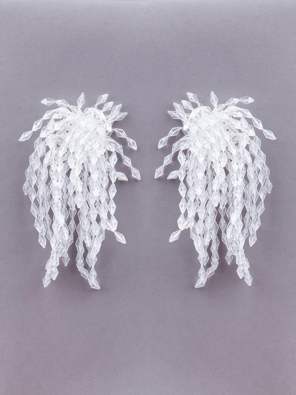 Women's White Overflowing Statement Earring