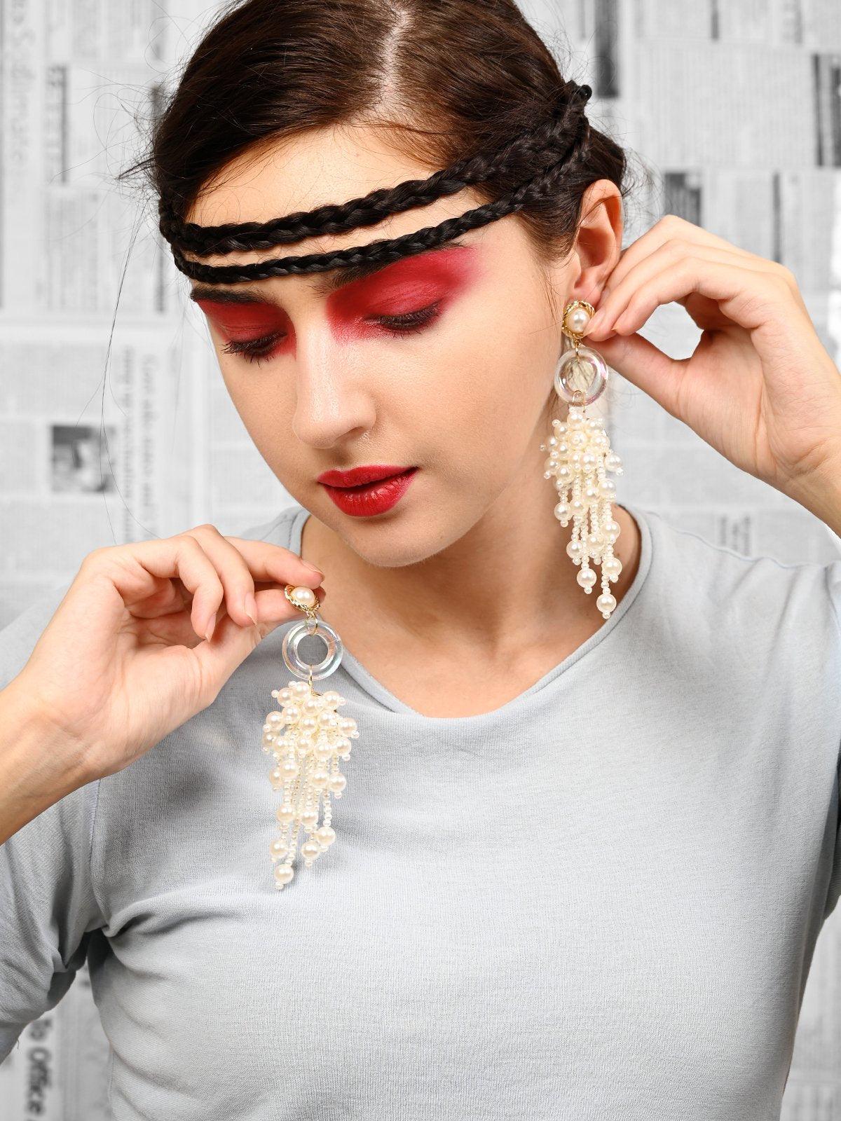 Women's White Pearl  Dangle Earring