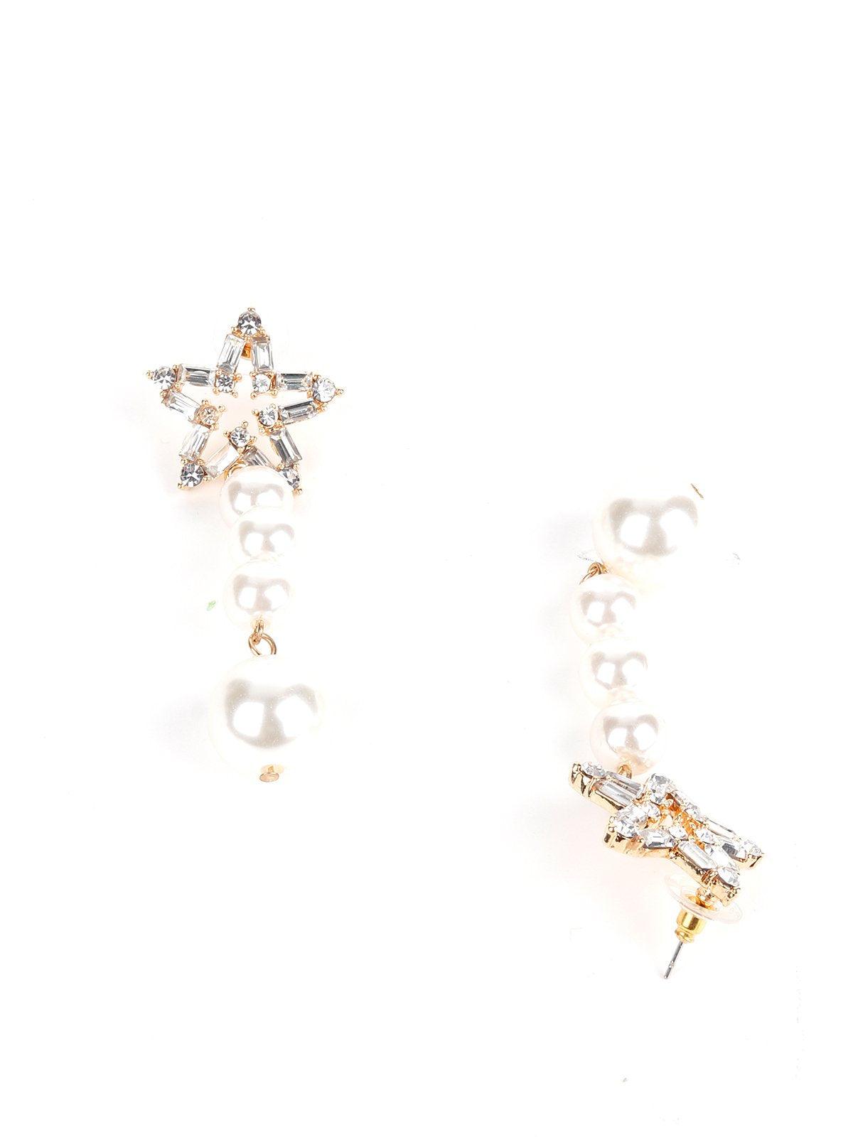 Women's White Pearl Star Dangle Earring