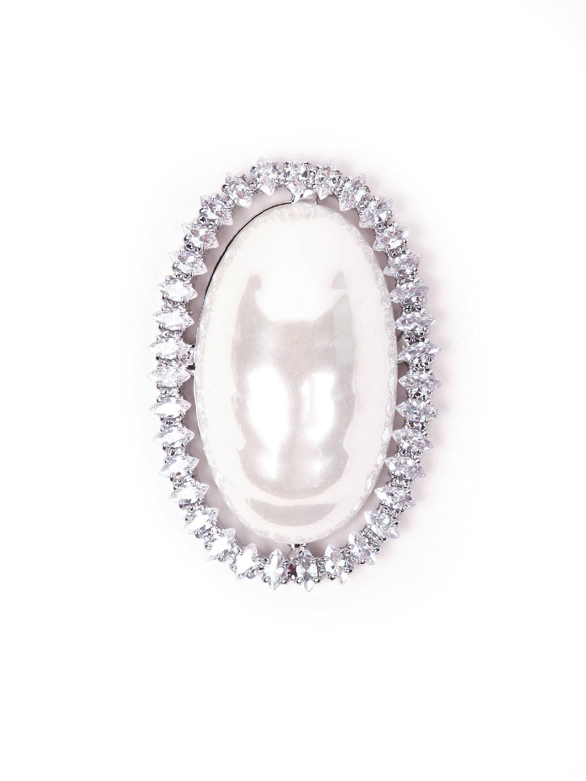 Women's White Pearl-Studded Crystal Earring