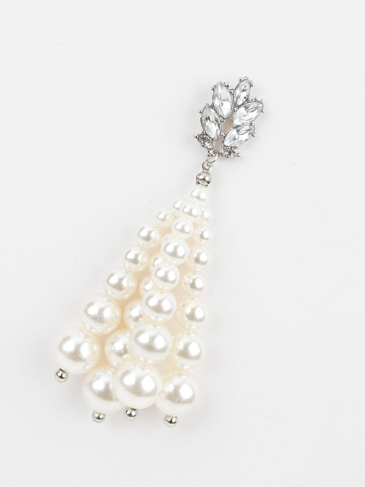 Women's White Pearly Bright Dangle Earring