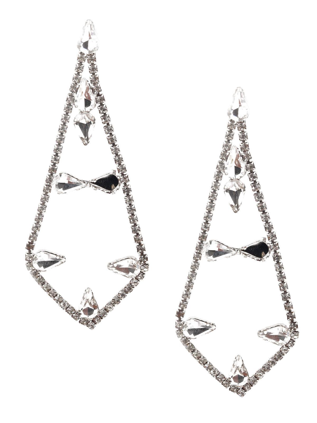 Women's White Stone Dangler Earrin