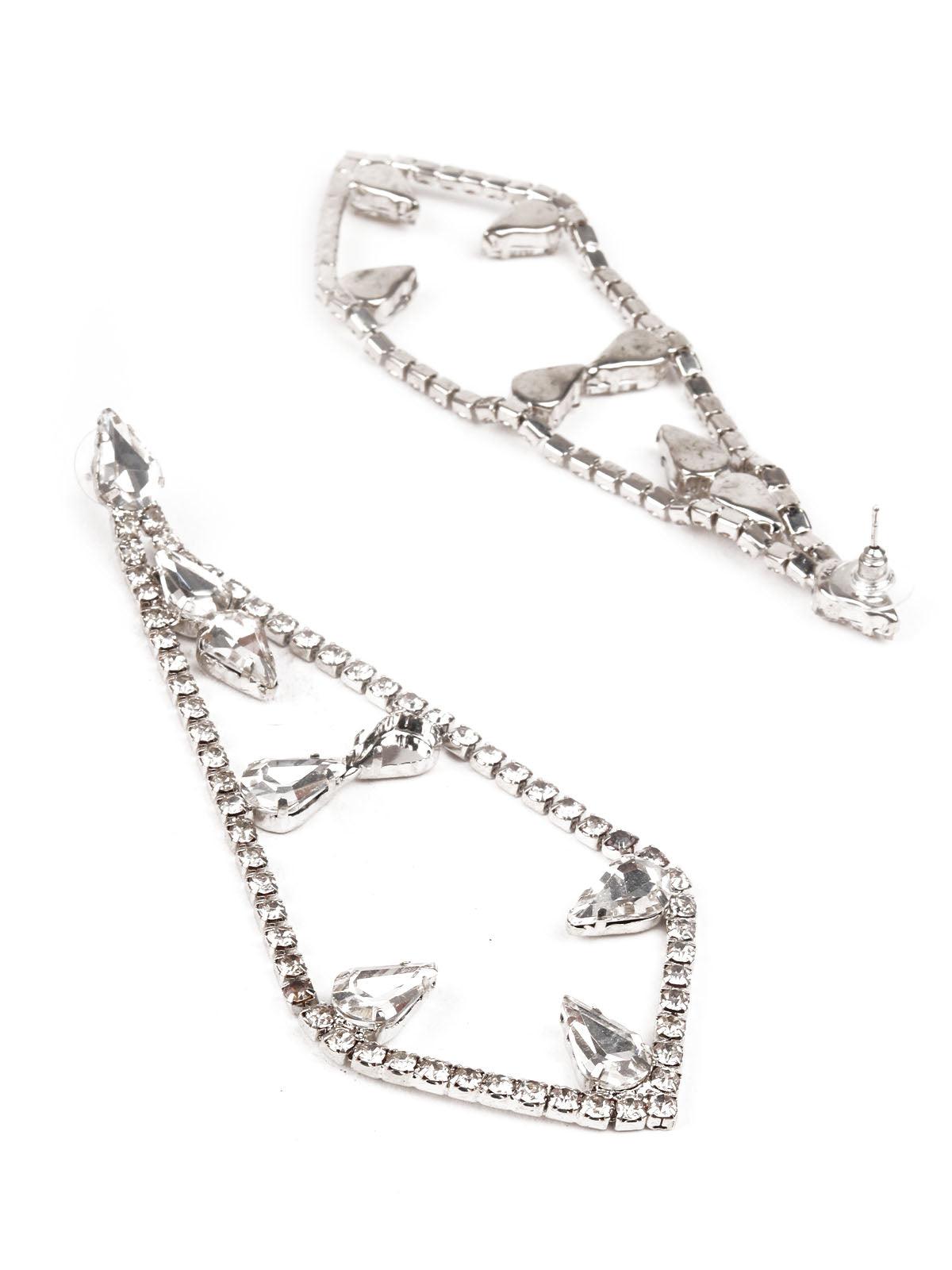 Women's White Stone Dangler Earrin