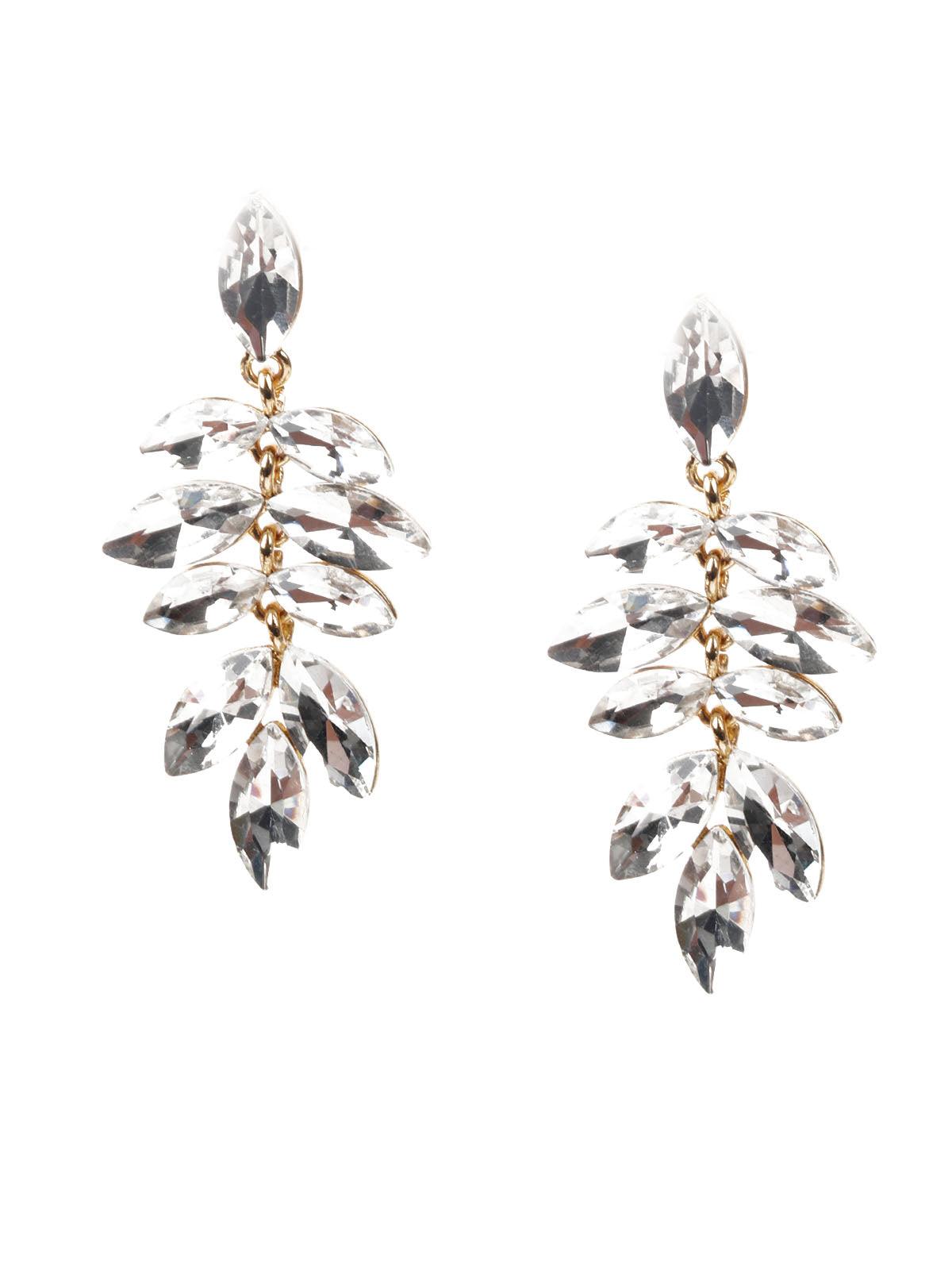 Women's White Stone Studded Dangle Earrin