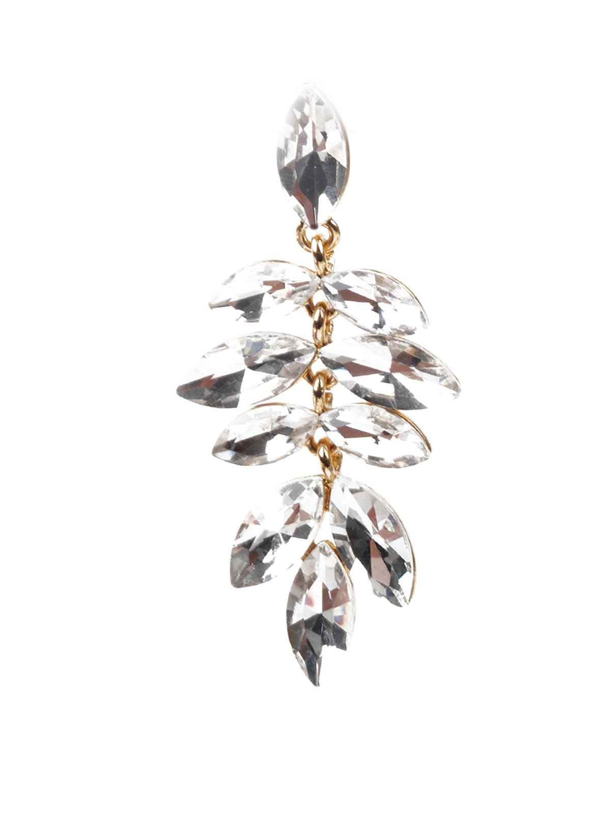 Women's White Stone Studded Dangle Earrin