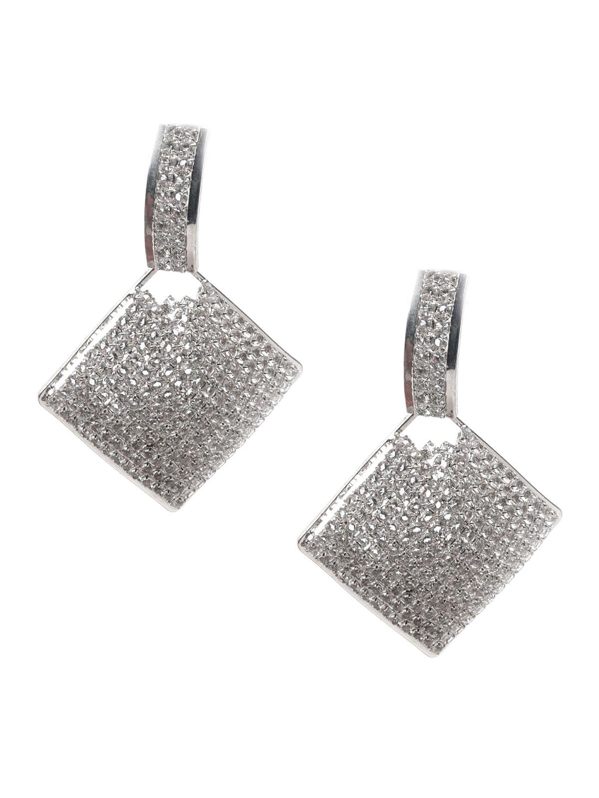 Women's White Stone Studded Dangle Earring