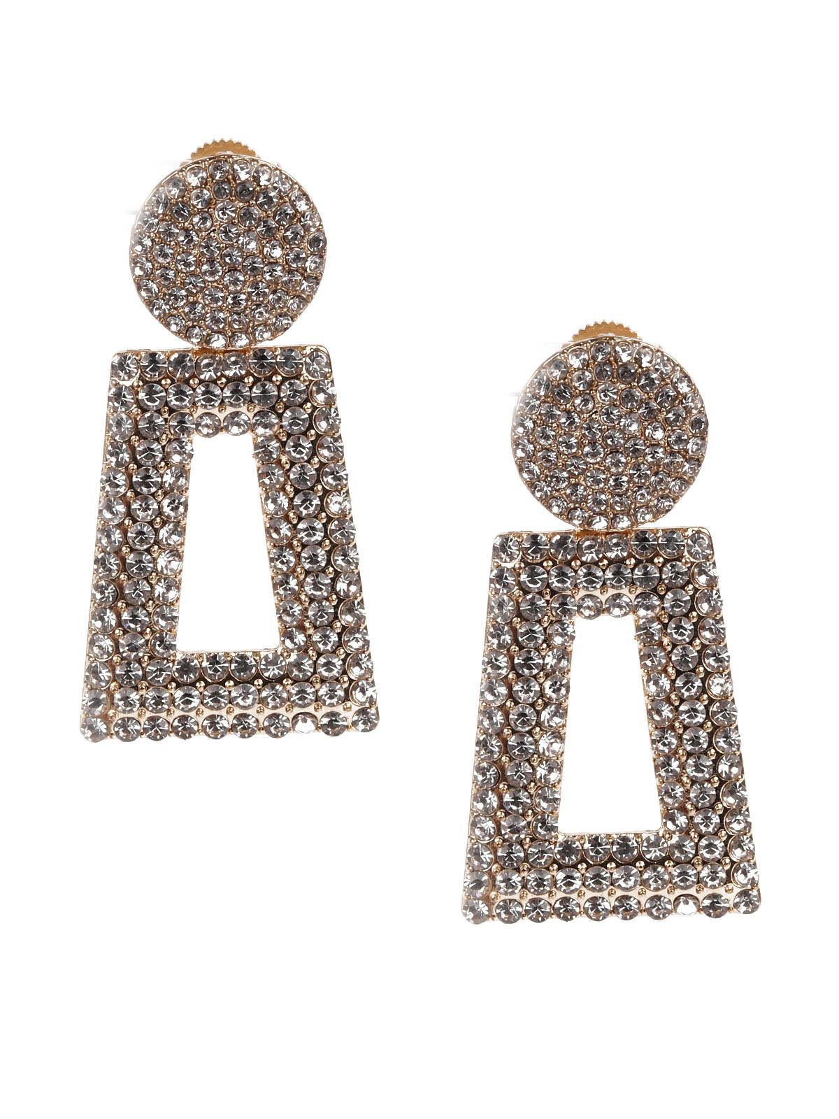 Women's White Stone Studded Dangle Earring